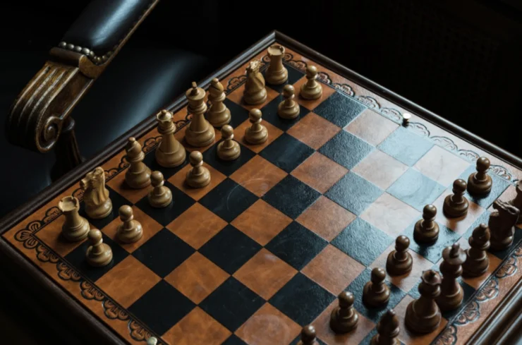 A top view of an elegant chess board.