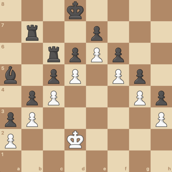 Although Black is up a lot of material, White managed to save a draw by locking the position entirely.