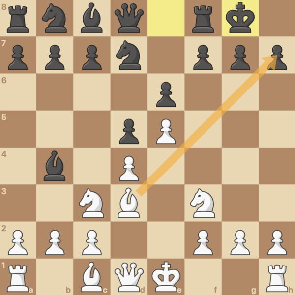 Greek gift sacrifice: White can play Bxh7+, and Black will be forced to give up their queen.
