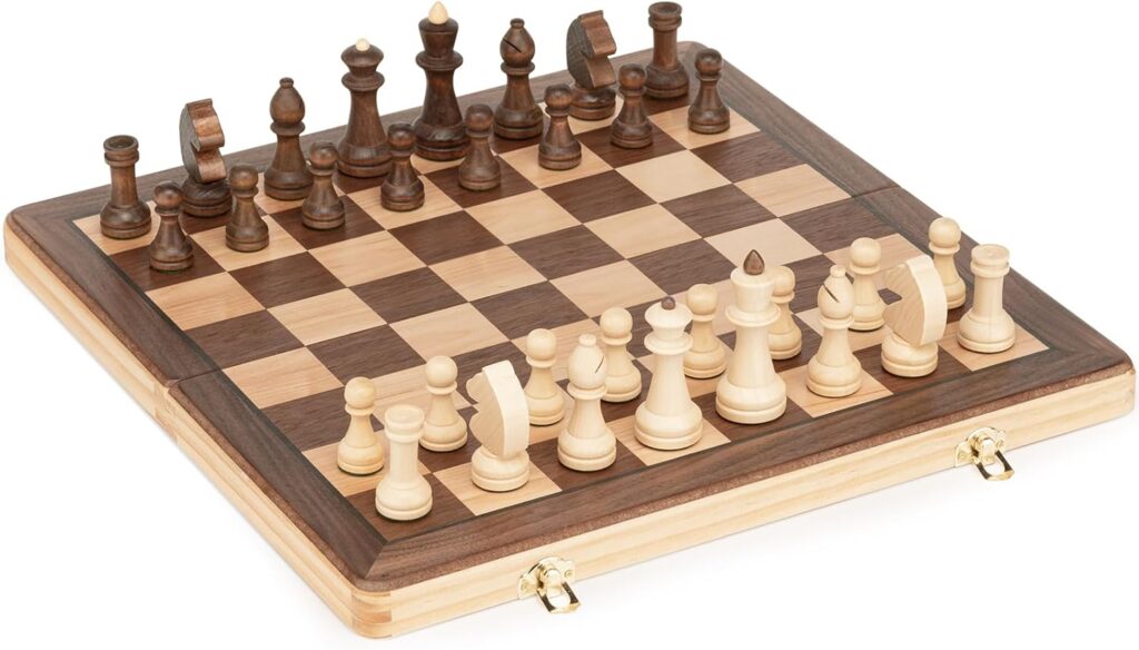 Lingle 15'' Wooden Folding Chess Set (Walnut Inlay)
