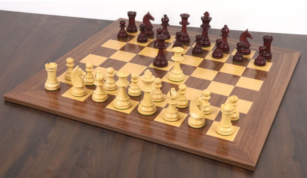3.9" French Chavet Tournament Chess Pieces - Mahogany Stained